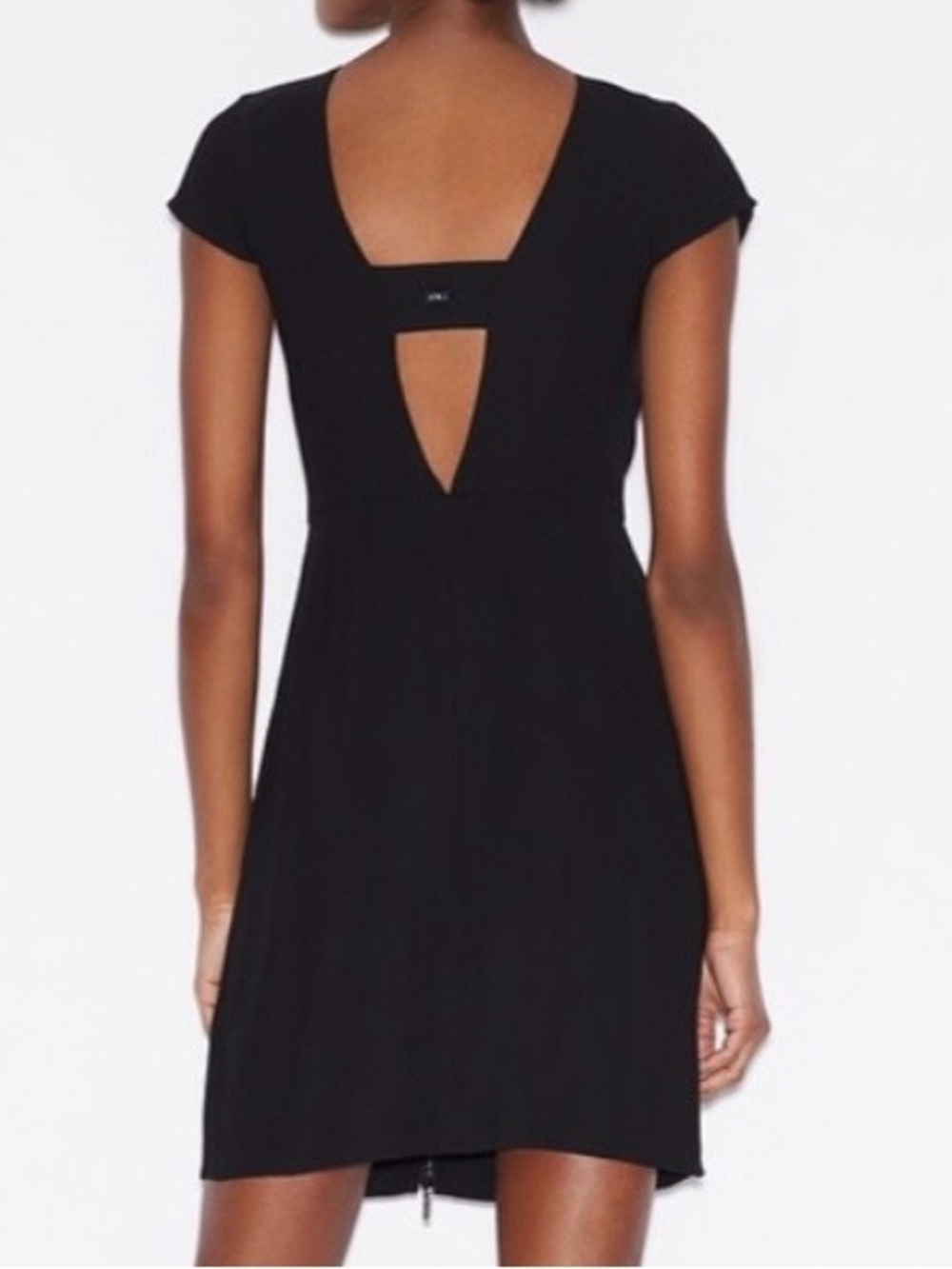 Armani Exchange Black V-Neck Front-Zip Mini Dress size 2